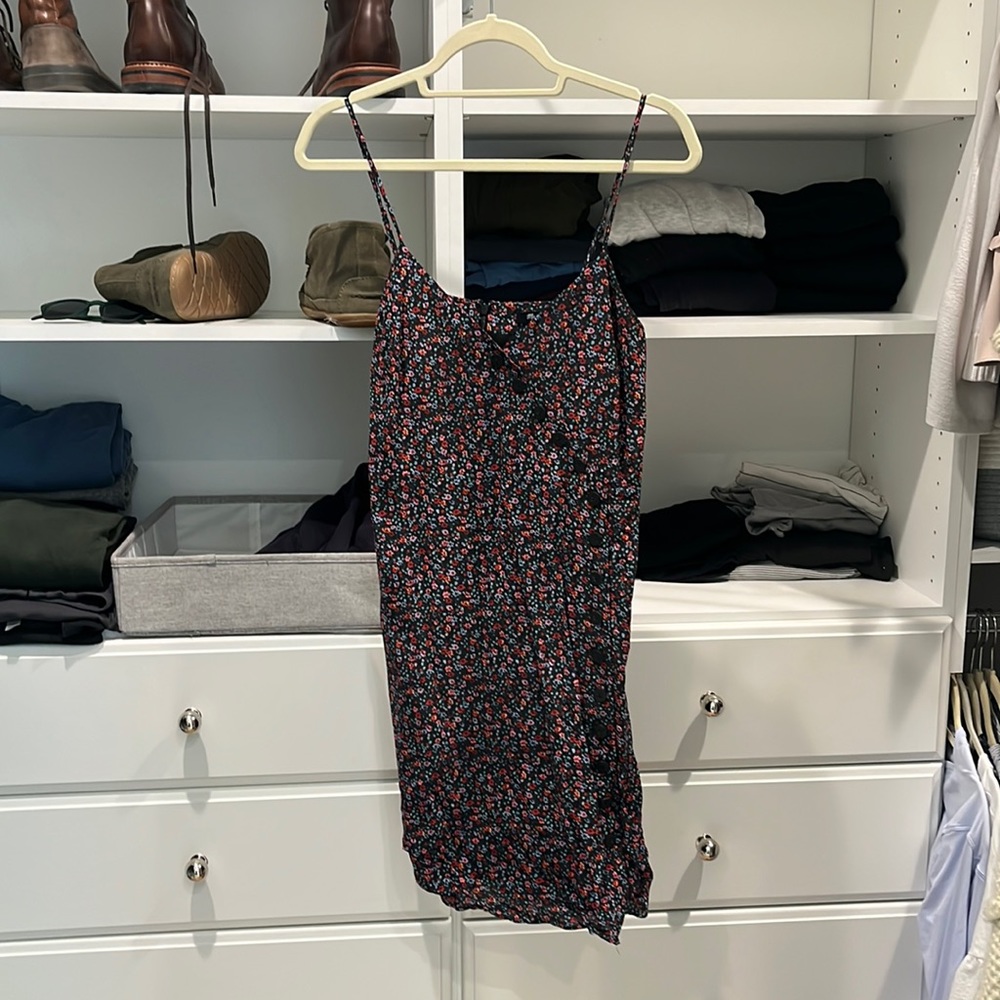 Madewell Black floral mini dress